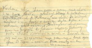Jeden z grypsów Józefa Salmonowicza napisanych do żony na przełomie 1939 i 1940 r. w więzieniu w Brasławiu. Dar pani Anny Rzyskiej, wnuczki Józefa Salmonowicza (IPN Gd 536/29, s. 12)