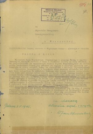 Prośba o łaskę napisana przez adwokata Danuty Siedzikówny. Gdańsk 3 sierpnia 1946 r. (IPN Gd 323/1, s. 143)