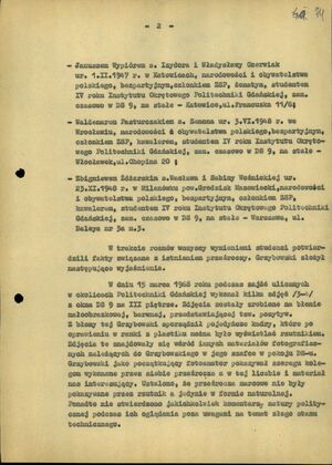 Informacja o kolportowaniu przeźroczy z wystąpień studenckich w marcu 1968 r. w Gdańsku, Gdańsk 19 maja 1970 r. (IPN Gd 0027/3565, s. 74)