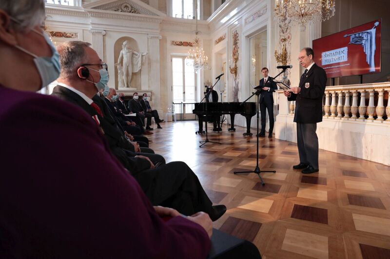 Przemówienie Andrzeja Ruty podczas uroczystości wręczenia nagród „Świadek Historii” osobom i organizacjom spoza Polski – Warszawa, 27 października 2021. Fot. Mikołaj Bujak (IPN)