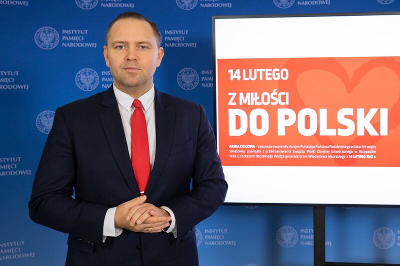 Prezes IPN dr Karol Nawrocki podczas konferencji prasowej związanej z obchodami 80. rocznicy przemianowania ZWZ na AK – Warszawa, 10 lutego 2022. Fot. Mikołaj Bujak (IPN)