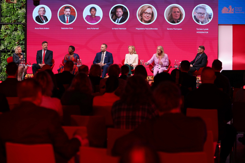 Panel dyskusyjny „»Szlaki Nadziei. Odyseja Wolności« oczami osób zaangażowanych w projekt”. Kongres Pamięci Narodowej – Warszawa, 14 kwietnia 2023. Fot. Mikołaj Bujak (IPN)