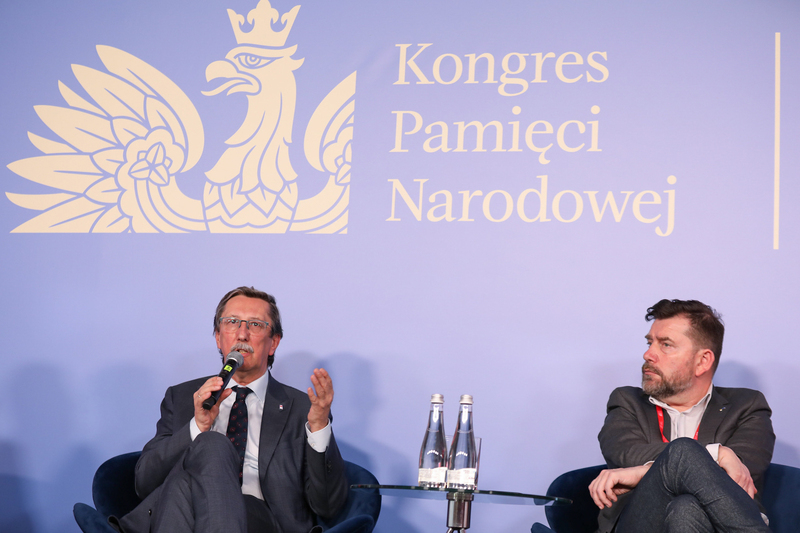 Panel dyskusyjny: „Reparacje wojenne w XX w. okiem publicystów” – Warszawa, 14 kwietnia 2023. Fot. Mikołaj Bujak (IPN)