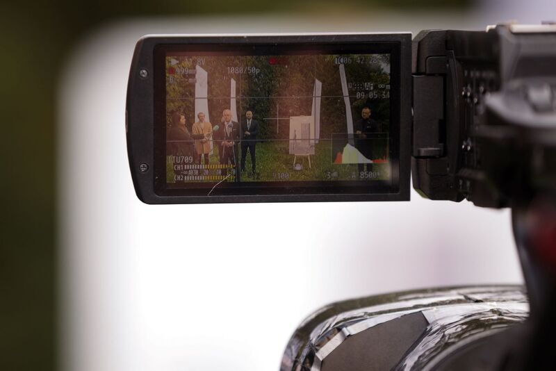 Prezentacja projektu nowego upamiętnienia. Briefing prasowy prezesa IPN – Malbork, 13 października 2023 r. Fot. Mikołaj Bujak (IPN)