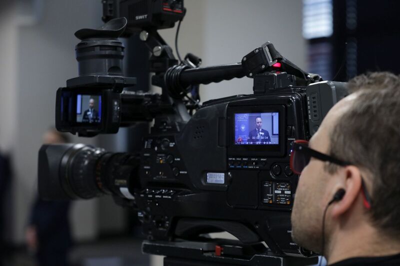 Briefing prezesa IPN dr. Karola Nawrockiego w 25. rocznicę przyjęcia ustawy o IPN – Kielce, 18 grudnia 2023. Fot. Mikołaj Bujak (IPN)