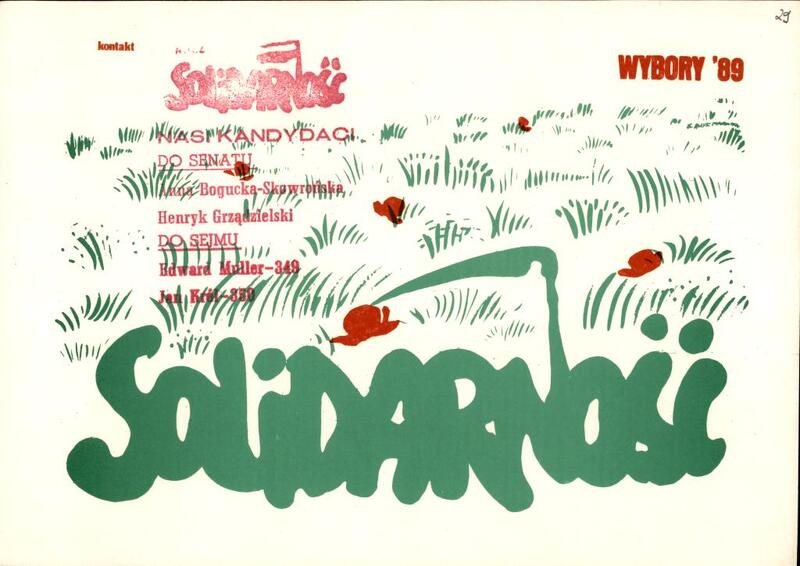 Plakaty wzywające do głosowania na kandydatów słupskiej "Solidarności" w wyborach do Sejmu i Senatu w 1989 r., dar prywatny: Edward Müller.