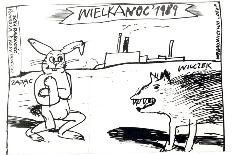 Karykatura nawiązująca do sytuacji politycznej w Polsce przed wyborami do Sejmu i Senatu w dniu 04.06.1989 r., dar prywatny: Edward Müller.