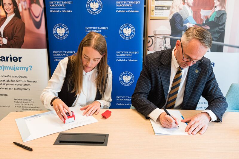 Podpisanie porozumienia o współpracy pomiędzy Instytutem Pamięci Narodowej Oddział w Gdańsku a Uniwersytetem WSB Merito w Gdańsku - Gdańsk, 20 czerwca 2024