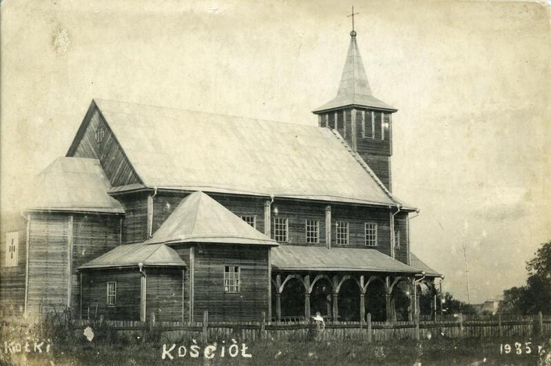 Kościół rzymskokatolicki w Kołkach w 1935 r., (spalony w 1943 r.), dar prywatny: Tadeusz Wolak.
