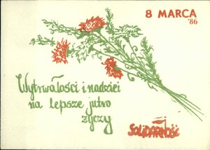 Kartki pocztowe wydawane przez podziemne wydawnictwa z okazji Dnia Kobiet