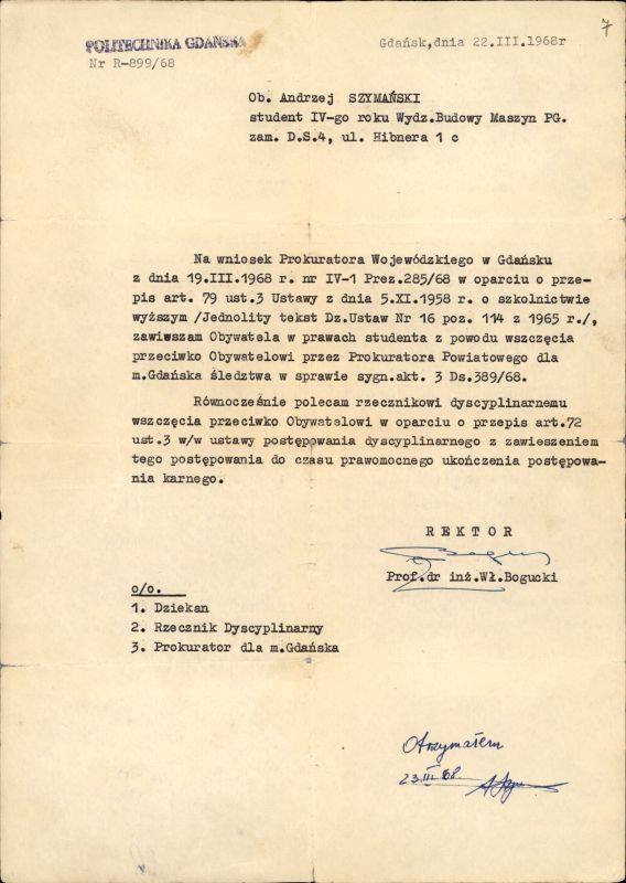 Meldunki, doniesienia tajnych współpracowników, unikatowe ulotki, plakaty kolportowane na ulicach Gdańska oraz fotografie przedstawiające demonstracje w dniu 15 marca. W zasobie Archiwum IPN Gdańsk znajduje się bogaty zbiór dokumentacji dotyczącej Marca 1968 r.