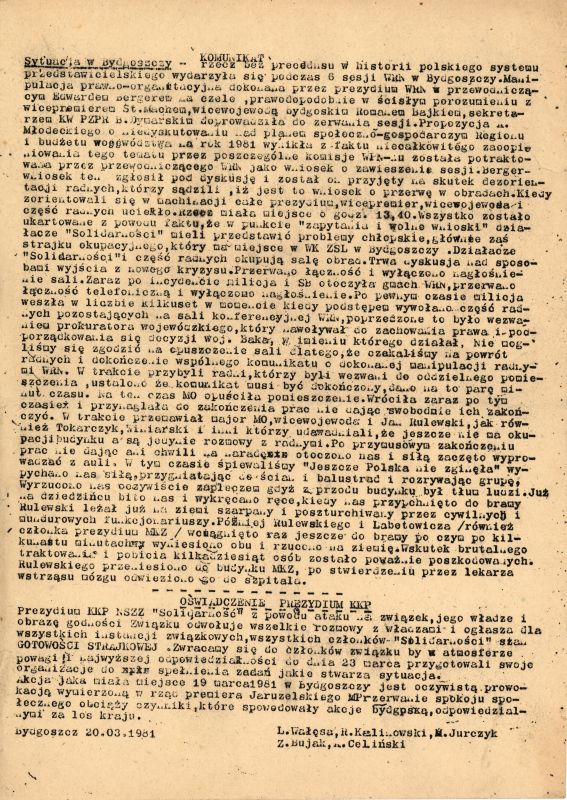 Bydgoski Marzec 1981 w dokumentach Archiwum IPN Gdańsk