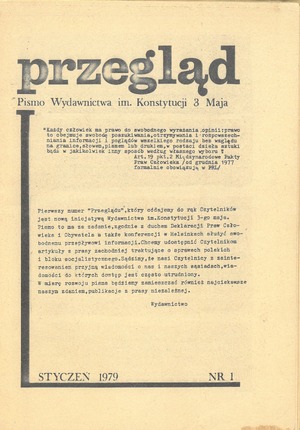 „Przegląd”. Pismo Wydawnictwa im. Konstytucji 3 Maja, nr 1 ze stycznia 1979 r.