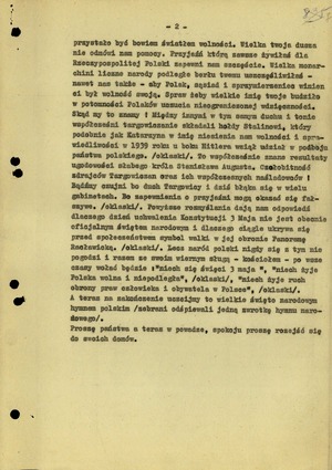 Stenogram wystąpienia Tadeusza Szczudłowskiego w dniu 3 maja 1979 r. pod pomnikiem króla Jana Sobieskiego w Gdańsku
