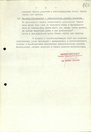 Pismo przewodniczącego Prezydium Powiatowej Rady Narodowej w Malborku z dnia 27-07-1970 r. z informacją o przebiegu rozmów z księżmi