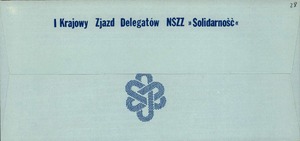 Koperty z nadrukami i stemplami dot. I Krajowego Zjazdu Delegatów NSZZ „Solidarność” w Gdańsku.