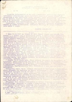 Fragment czasopisma Komitetu Obrony Robotników „Biuletyn Informacyjny, nr 10 z maja 1977 r.”