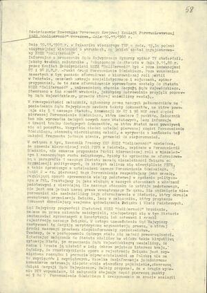 Oświadczenie rzecznika prasowego Krajowej Komisji Porozumiewawczej NSZZ „Solidarność z dnia 10 listopada 1980 r. informujące o rejestracji związku przez Sąd Najwyższy.