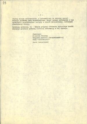 Oświadczenie rzecznika prasowego Krajowej Komisji Porozumiewawczej NSZZ „Solidarność z dnia 10 listopada 1980 r. informujące o rejestracji związku przez Sąd Najwyższy.