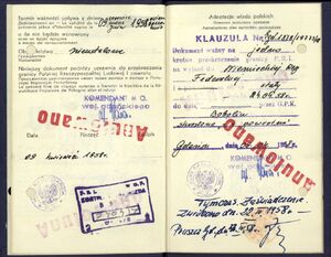 Przykładowy dokument podróży wydany na wyjazd do Niemiec w 1958 r. (IPN Gd 889)