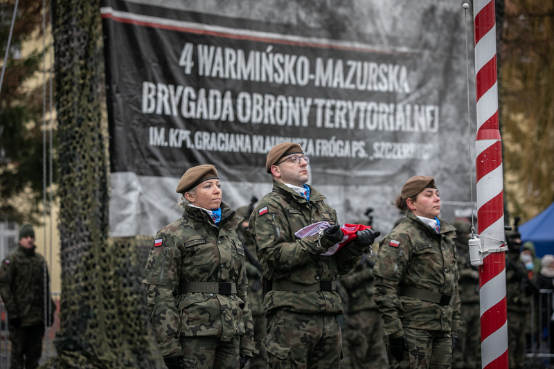 Uroczysta przysięga wojskowa żołnierzy 4 Warmińsko-Mazurskiej Brygady Obrony Terytorialnej – Braniewo, 6 lutego 2022