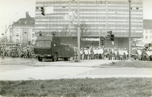 Blokada milicyjna na Węźle Piastowskim w Gdańsku 1 maja 1983 r.