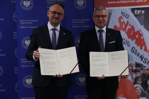 Podpisanie porozumienia o współpracy pomiędzy Instytutem Pamięci Narodowej Oddział w Gdańsku a Regionem Gdańskim NSZZ „Solidarność” - Gdańsk, 5 marca 2024