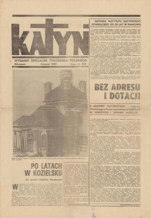 Poświęcone problematyce katyńskiej Wydanie Specjalne Tygodnika Polskiego z listopada 1989 r.