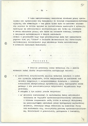 Polityczno-operacyjna ocena wydarzeń w Łodzi z 10 marca 1971 r., k. 21 (sygn. AIPN Ld pf 10/987, k.  37)
